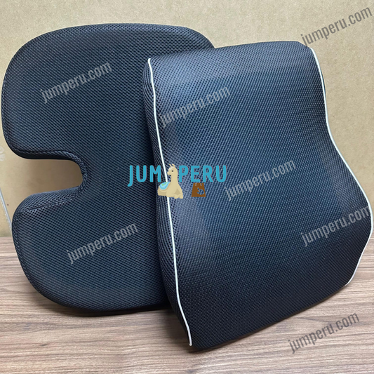 PACK SUPER CONFORT(COJIN ASIENTO + 1 RESPALDAR MEMORY FOAM CON DOBLE CORREA Y ATIDESLIZANTE)