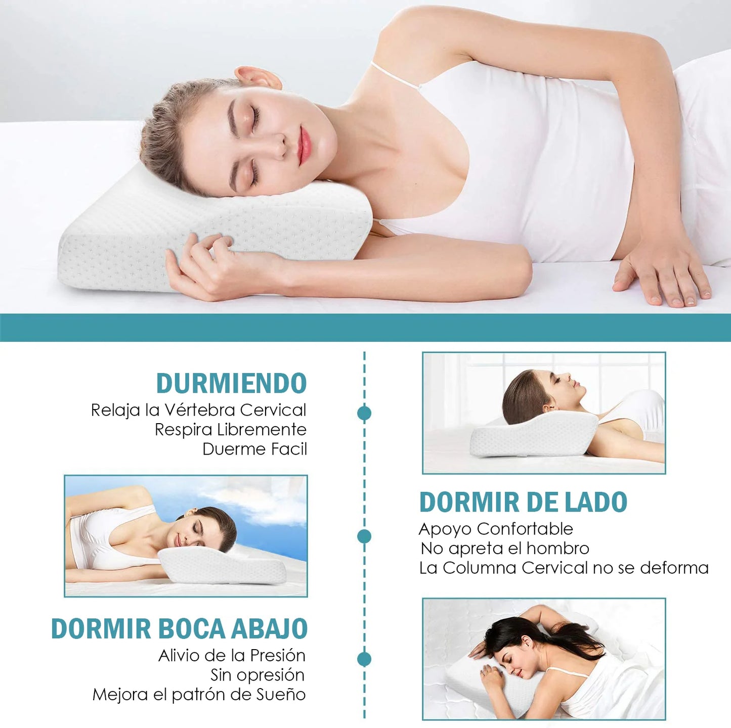 Almohada Cervical Memory Foam con Gel en forma de Mariposa con Funda