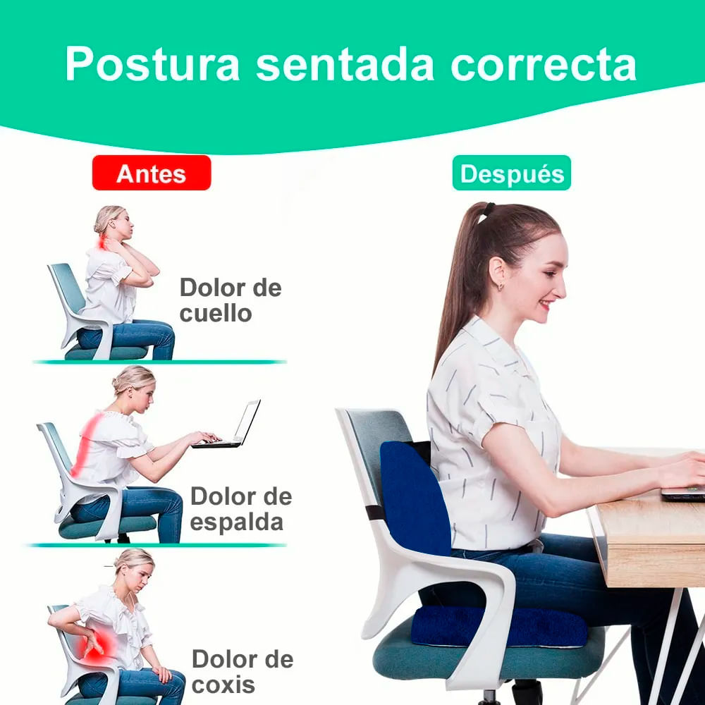 Cojin Respaldar Lumbar Viscoelástica con Gel y Funda